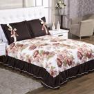 Kit Cobre Leito Casal Queen com Babado e Laço 3 Peças Marrom Isabela