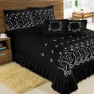 Kit Cobre Leito Casal Queen Desejos 07 Peças Bordado - Preto Kit Cobre Leito Casal Queen Desejos 07 Peças Bordado - Preto
