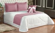 Kit Cobre Leito Casal Queen Lily Dupla Face Branco Rosê com 5 peças