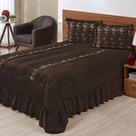 Kit Cobre Leito Casal Queen Lisse 03 Peças Colcha Marrom