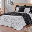 Kit Cobre Leito Casal Queen Te amo 3 Peças 100% Algodão 150 Fios Preto