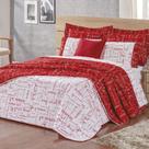 Kit Cobre leito Casal Queen Te amo 3 Peças 100% Algodão 150 Fios Vermelho
