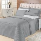 Kit Cobre Leito Casal Queen Top Line 3 Peças 180 Fios Cinza