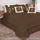 Kit Cobre Leito Casal Super King Esplendore Bordado 7 Peças Marrom