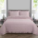 Kit Cobre Leito Colcha Allegra Queen 3 Peças Percal 300 Fios C/ Babado - Rose - 100% Poliéster
