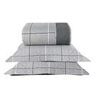 Kit Cobre Leito Colcha Casa Scarpa Celi Queen Dupla Face Micropercal 200 Fios 3 Peças Xadrez Grid Cinza