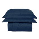 Kit Cobre Leito Colcha Charlote King 3 Peças Dupla Face Liso Classic - Azul Marinho - 100% Poliéster