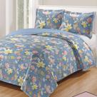 Kit Cobre Leito Colcha Daily Casal 3 Peças Dupla Face Estampado Floral - Floral 22 - 100% Poliéster