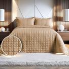 Kit Cobre Leito Colcha King 3 Peças400 Fios Bordado Dupla Face Porta Travesseiro Decoração Elegante