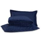 Kit Cobre Leito Colcha KING Mônaco Fitado Percal Soft 300 Fios com Fronhas 03 Peças - Dupla Face Listrado Brilhante