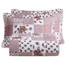 Kit Cobre Leito Colcha Lislie King 3 Peças Percal 300 Fios Dupla Face Estampado - Patchwork Malva - 100% Poliéster