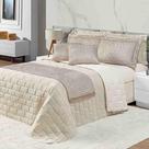 Kit Cobre Leito Colcha Luxo Queen 10 Peças Micropercal 200 Fios Dupla Face Xale Brilhante - Bege
