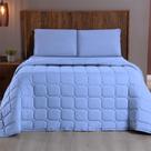 Kit Cobre Leito Colcha Minimal Queen 3 Peças Malha 100% Algodão - Azul Claro
