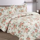 Kit Cobre Leito Colcha Mix King Estampado Dupla Face Floral 3 Peças - Débora