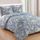 Kit Cobre Leito Colcha Mix Queen Estampado Dupla Face Floral 3 Peças - Leona