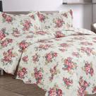 Kit Cobre Leito Colcha Mix Queen Estampado Dupla Face Floral 3 Peças - Maracris