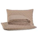 Kit Cobre Leito Colcha QUEEN Mônaco Fitado Percal Soft 300 Fios com Fronhas 03 Peças - Dupla Face Listrado Brilhante