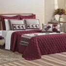 Kit Cobre Leito Colcha Tierry King 5 Peças Hipercal 180 Fios - Vinho