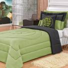 Kit Cobre Leito Dupla Face Monster Solteiro Infantil Menino 04 Peças - Preto/Verde