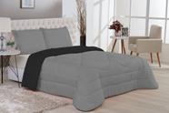 Kit Cobre leito Edredom Casal Queen Euphoria Dupla Face 3pçs - PRETO/CINZA