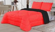 Kit Cobre leito Edredom Casal Queen Euphoria Dupla Face 3pçs - PRETO/VERMELHO