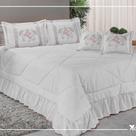 Kit Cobre Leito Especially Casal Queen Bordada 7 Peças Branco