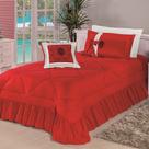 Kit Cobre Leito Esplendore Solteiro 04 Peças Bordado - Vermelho