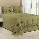 Kit Cobre Leito Florência Casal Padrão 3 Peças Piquet Bordado Verde