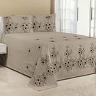 Kit Cobre Leito Florência Super King 3 Peças Piquet Bordado Cáqui
