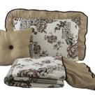 Kit Cobre Leito Geovana King Size 5 Peças com Porta Travesseiros e Almofadas - Proteção e Design para Sua Cama