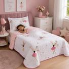 Kit Cobre Leito Infantil Solteiro Menina 2 Pçs Dupla Face Matelado Bouti Kids Colcha Estampas Menina