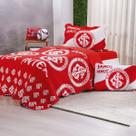 Kit Cobre Leito KazzaVip Solteiro Microfibra Estampado 100% Poliéster Matelassê com Porta Travesseiro Time de Futebol Internacional 02 Peças Vermelho