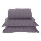 Kit Cobre Leito Milão Casal 3 Peças 100% Poliéster - Lavanda / Branco