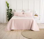 Kit Cobre Leito Plaza Queen 3 Peças Sal Rosa Branco