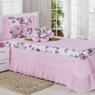 Kit Cobre Leito Solteiro Amazonas 03 Peças + Cortina 2 mts - Rosa