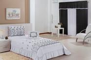 Kit Cobre Leito Solteiro Desejos 04 Peças Bordado com Cortina 2 mts - Branco
