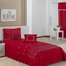 Kit Cobre Leito Solteiro Desejos 4 Pçs Bordado VERMELHO