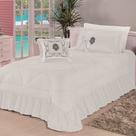 Kit Cobre Leito Solteiro Esplendore Bordado 4 Pçs Colcha Branco