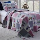 Kit Cobre leito Solteiro Infantil Teen Patchwork + Porta-travesseiro Desenho 4.9