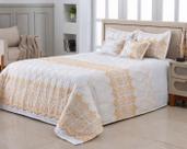 Kit Cobre Leito Super King Rocaille 7 Peças Bordado BRANCO COM DOURADO