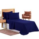 Kit Cocha Coxa Colcha Cobre Leito Jogo Roupa Cama Solteiro 2 Pçs Face Unica Matelado Menino Marinho