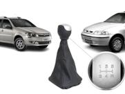 Kit Coifa de Cambio Manopla Fiat Palio/weekend/siena/strada Preta com Bola Prata Mod.Adventure 2002 2003 2004