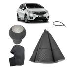 Kit Coifa E Manopla Bola Com Capa Couro Alavanca Câmbio Manual Fit 2009 Á 2014