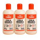 Kit Cola Branca 3 Unidades Famix 500g Escolar e Artesanato