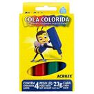 Kit Cola Colorida 4 Cores Tinta Escolar Lavável Acrilex