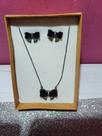 Kit Colar borboleta, Brinco Borboleta Preto