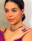 Kit Colar, Brinco, Anel Navete Tons de Roxo Laura