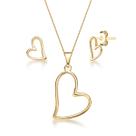 Kit Colar Brinco Pingente Coração Joias Folheada a Ouro 18k
