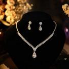 Kit Colar Brincos Festa Gota Strass Banhado Prata