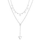 Kit Colar Choker + Colar Triângulo Feminina Banhado Prata